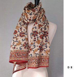 COPY - New hand dyed natural block printed 100% cotton scarf fits men or women